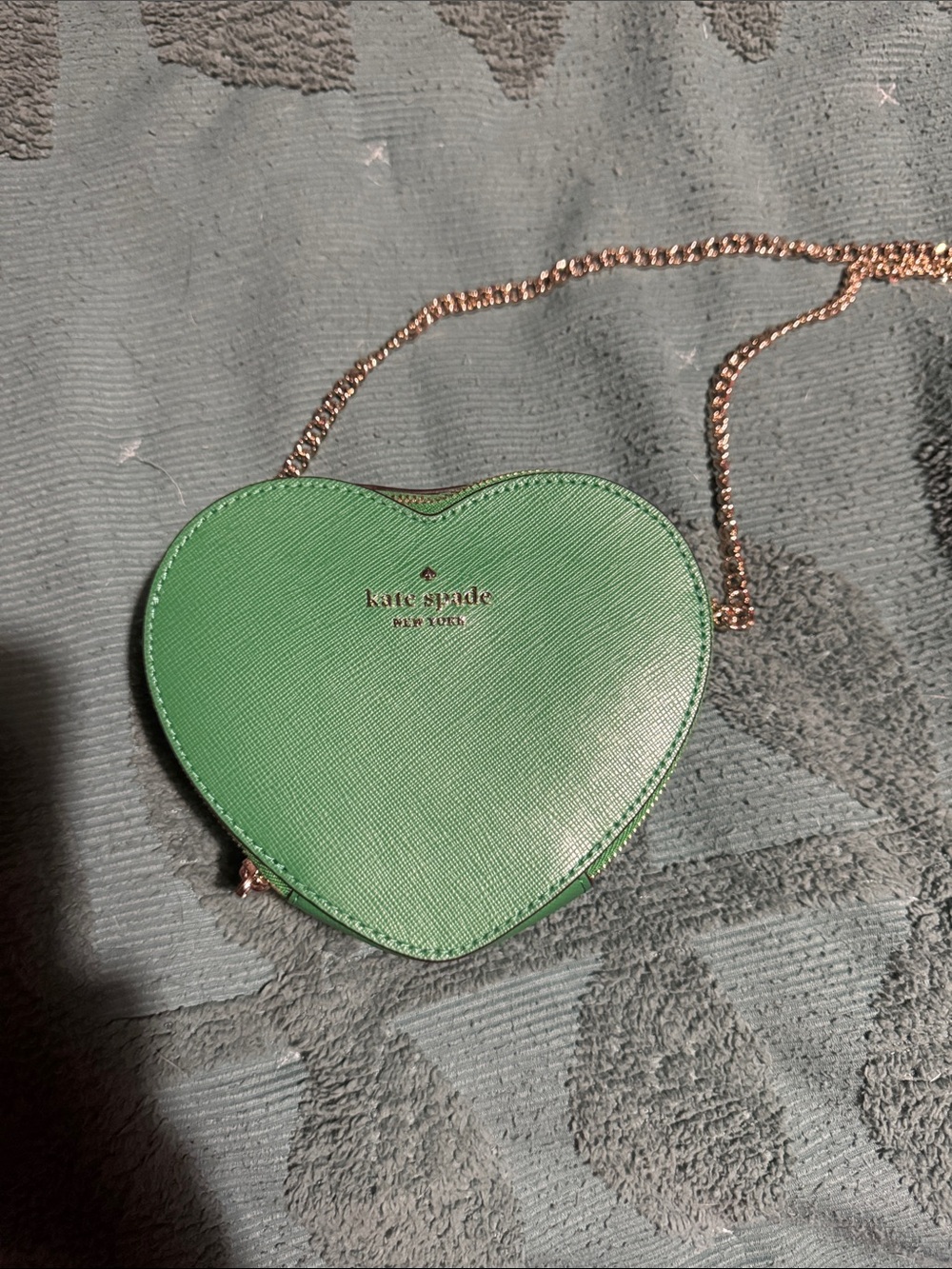 kate spade Green Heart Crossbody with Gold Chain